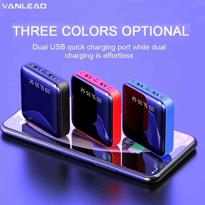 Цифровой дисплей 20000 мАч Быстрая зарядка зеркало мини Зарядка сокровище