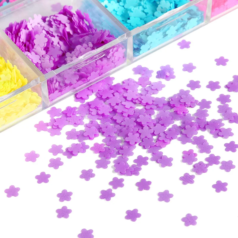 

3D Neon Nail Sequins Summer 3MM Flowers Shape Glitter Flakes For Nail Art Decorations French Charms Polish Manicure RK140141