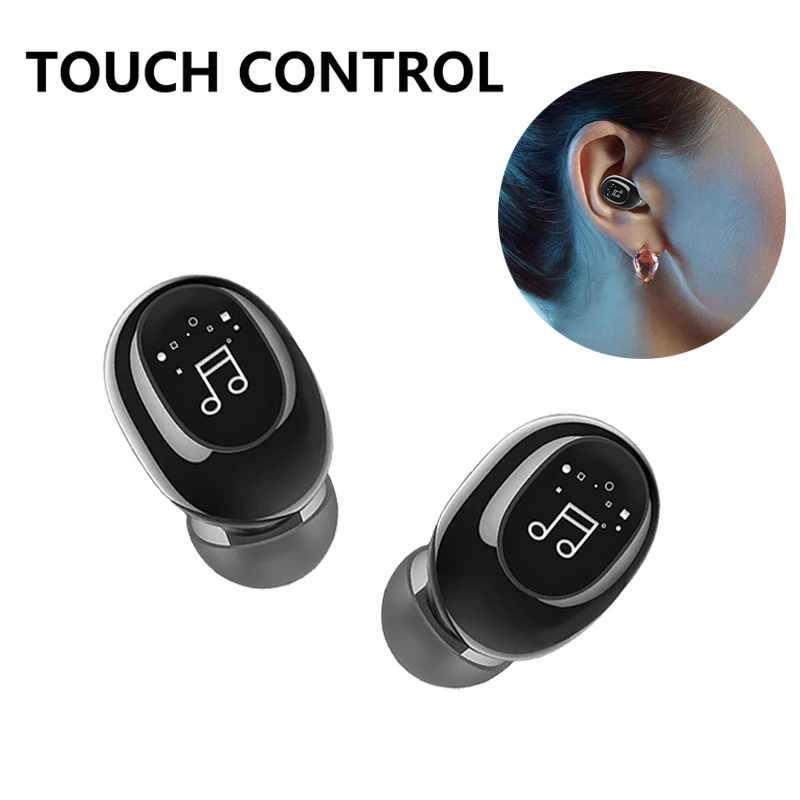 

2021 Bluetooth Headphone Handsfree Stereo Headset TWS Earbud With Microphone Invisible Ture Wireless Earphone Noise Cancelling
