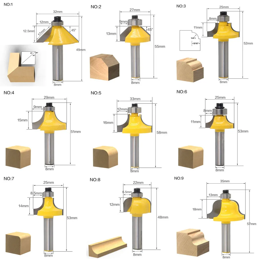 1 шт. Концевая фреза по дереву 8 мм | Инструменты