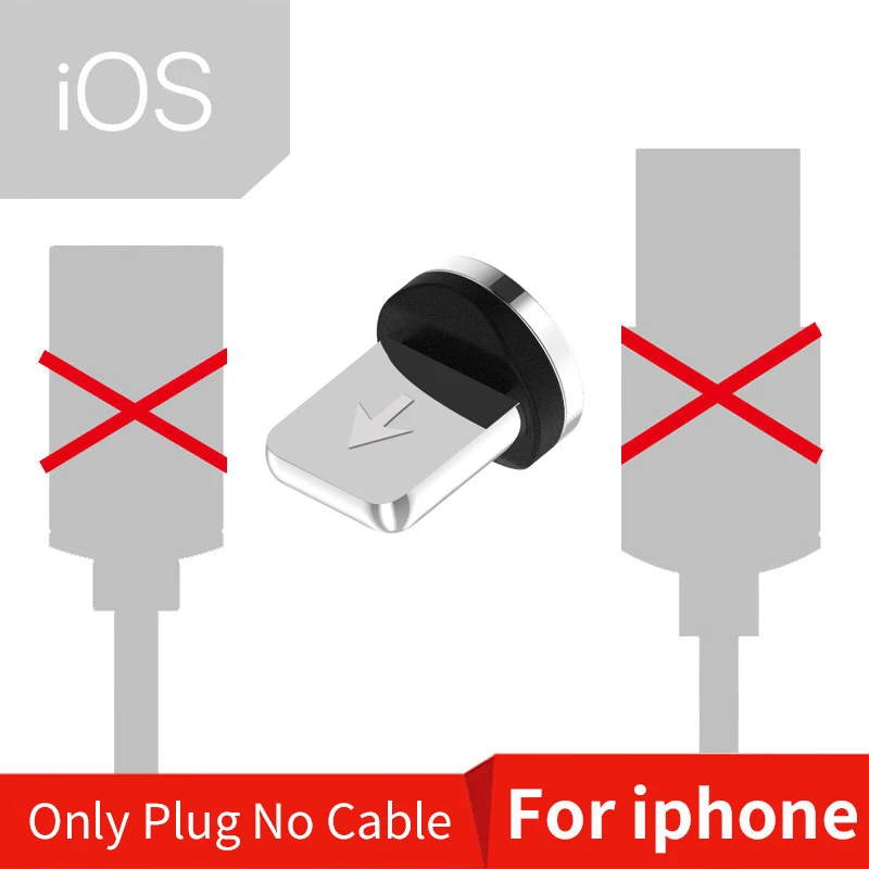 2.4A светодиодный легкий магнит type C Micro USB кабель для Xiaomi huawei Iphone Магнитный кабель для быстрой зарядки шнур для зарядного устройства USB C кабель для передачи данных - Цвет: Only IOS Plug