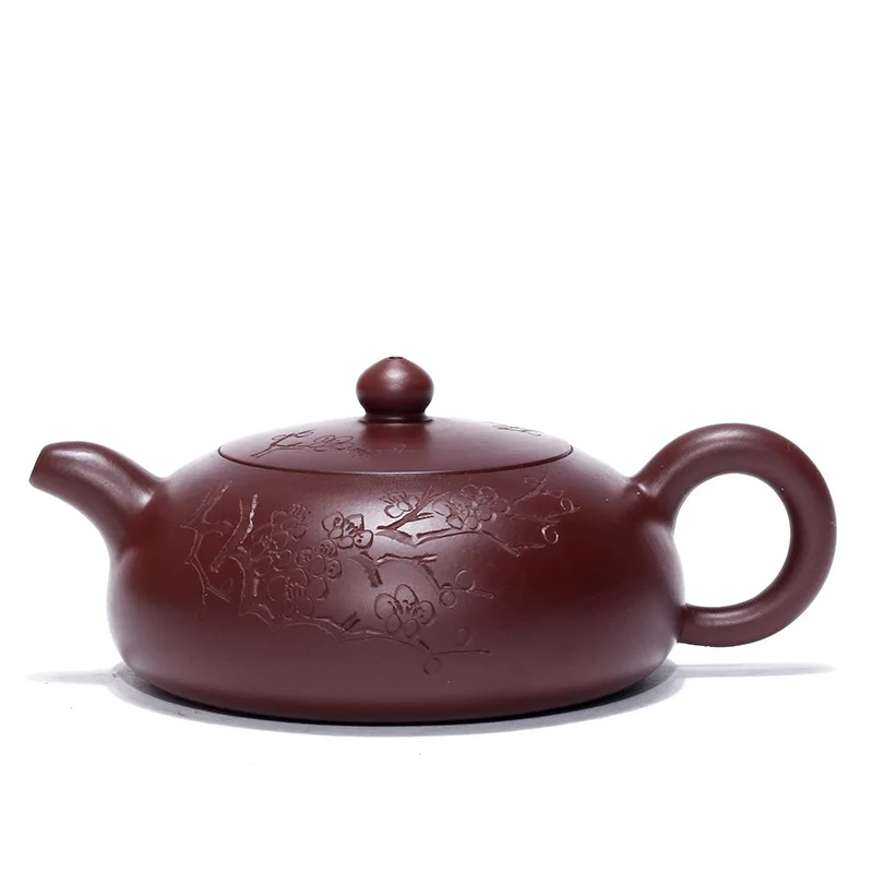 

Yixing Dark-red Enameled Pottery Teapot Gift Lettering Half A Month Raw Ore Purple And Zhu Mud Famous Teapot Tea Set