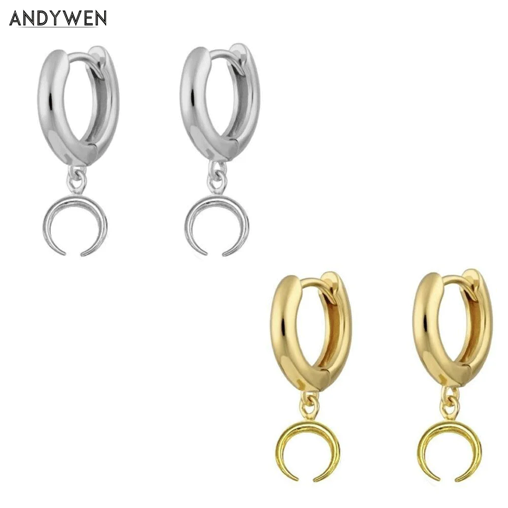 Серьги-подвески ANDYWEN из стерлингового серебра 925 пробы с золотым гудком