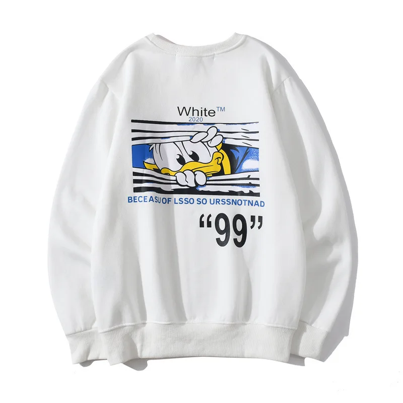 

2020off white tide brand men's fall hot style Donald Duck 99 digital printing long-sleeved round neck sweater