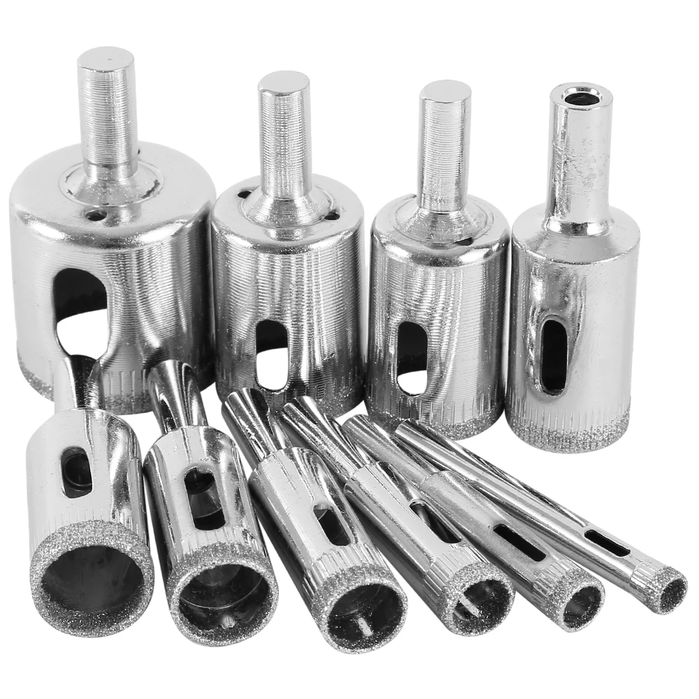 Набор буров с алмазным покрытием 10 шт. для сверления отверстий в плитке, мраморе, стекле и керамике с диаметром от 6 мм до 30 мм для электроинструмента.