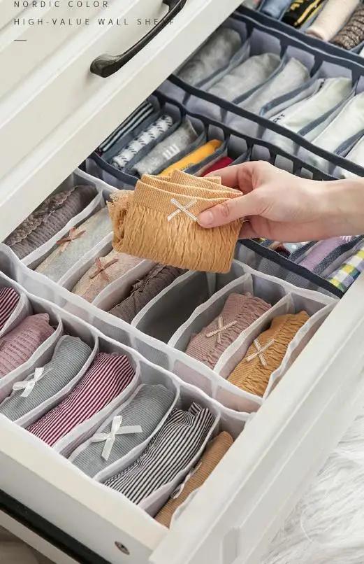 

6/7/11 Underwear Sock Bra Panties Clothing Storage Box Grid Drawer Storage Organizer for Dorm Household Closet Organizer