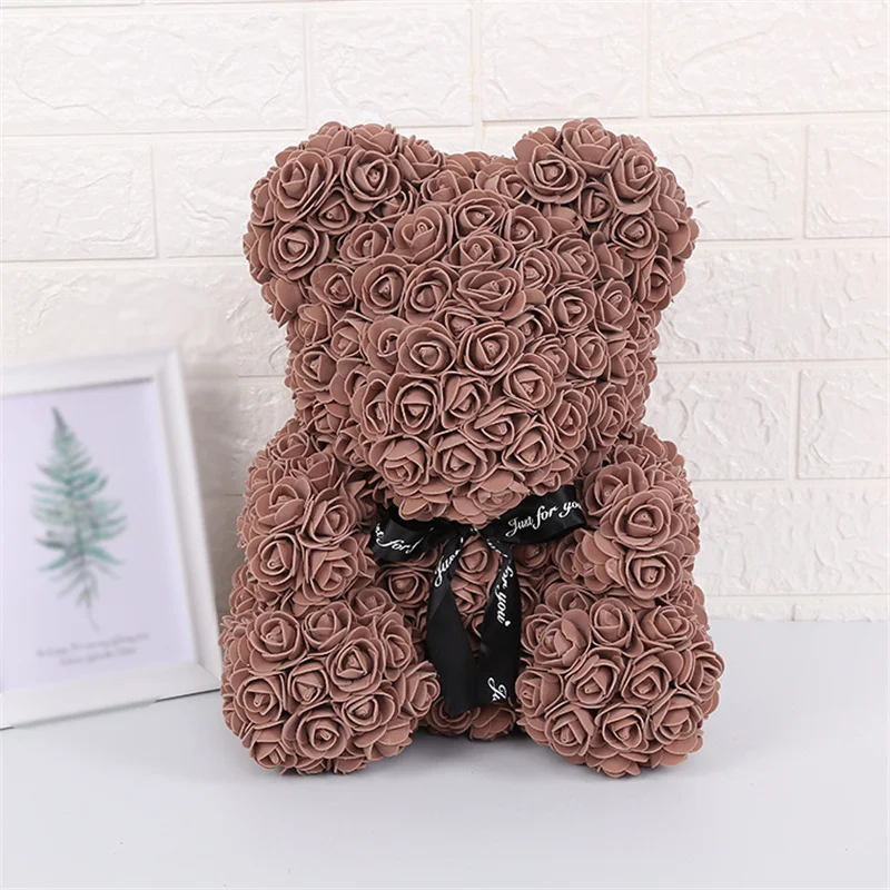 

Diamond 25cm Teddy Bear Rose Flower Valentine's Day Artificial Decoration Wedding Gifts Wedding Party Love Dolls Present