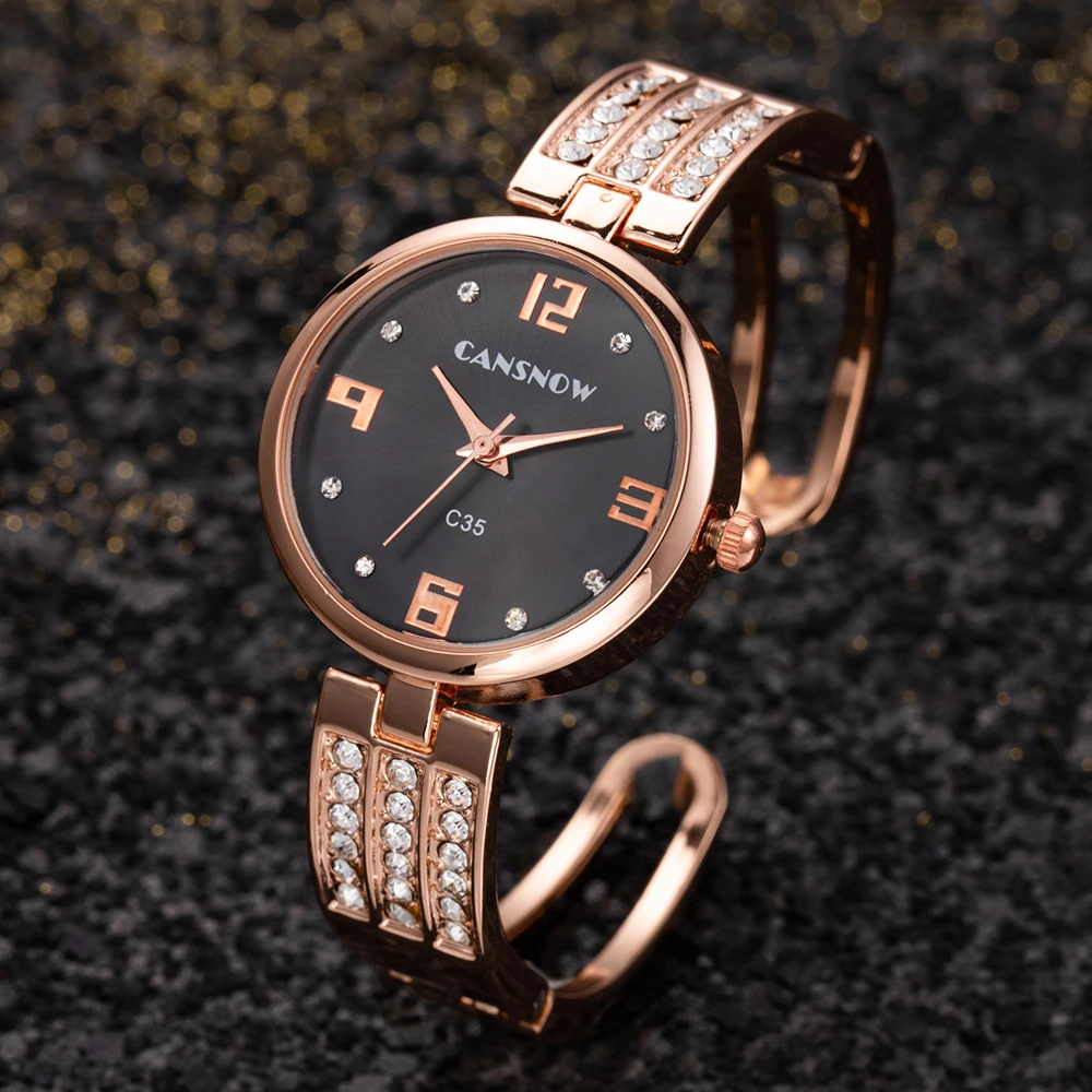 

Casual Stylish Trendy Women Watches Top Brand Luxury Quartz Watches With Rhinestones Elegant Fashion Dress Woman Watch Bracelet