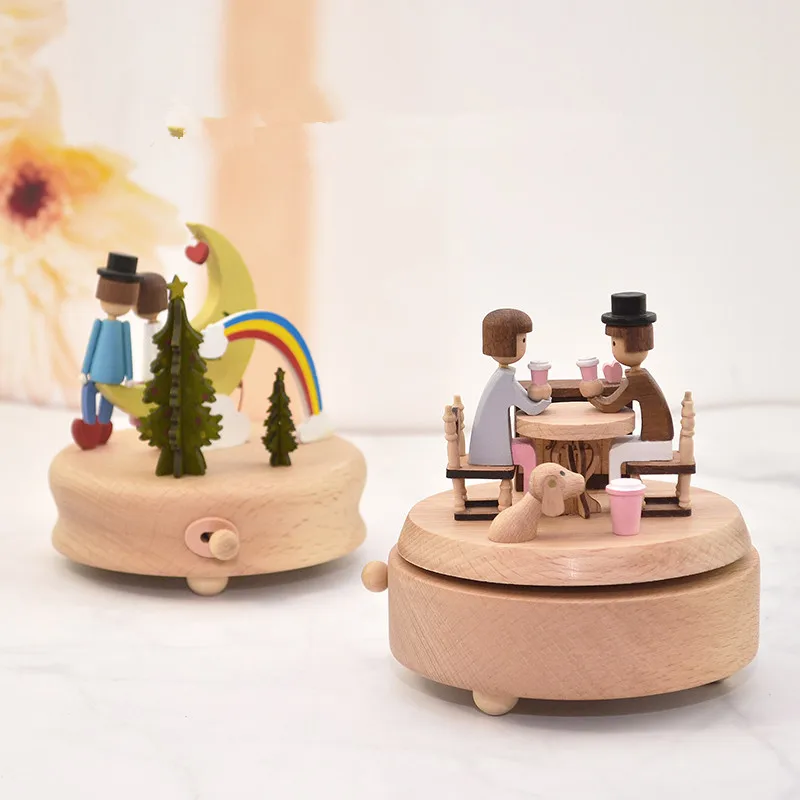 Деревянная карусель вверх и вниз музыкальная шкатулка архитектурная форма для