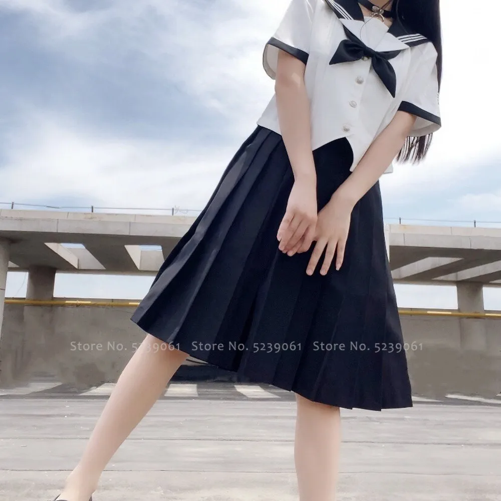 Japanese Style Girl JK Suit Kawaii T-shirt Pleated Skirt School Women Navy Sailor Tops Uniforms Set Korean Anime Cosplay Costume |