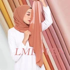 Женский шифоновый хиджаб-шарф с пузырьками, однотонный мусульманский головной платок, шарфы-жоржетты, мягкая длинная шаль, хиджабы, 78 цветов