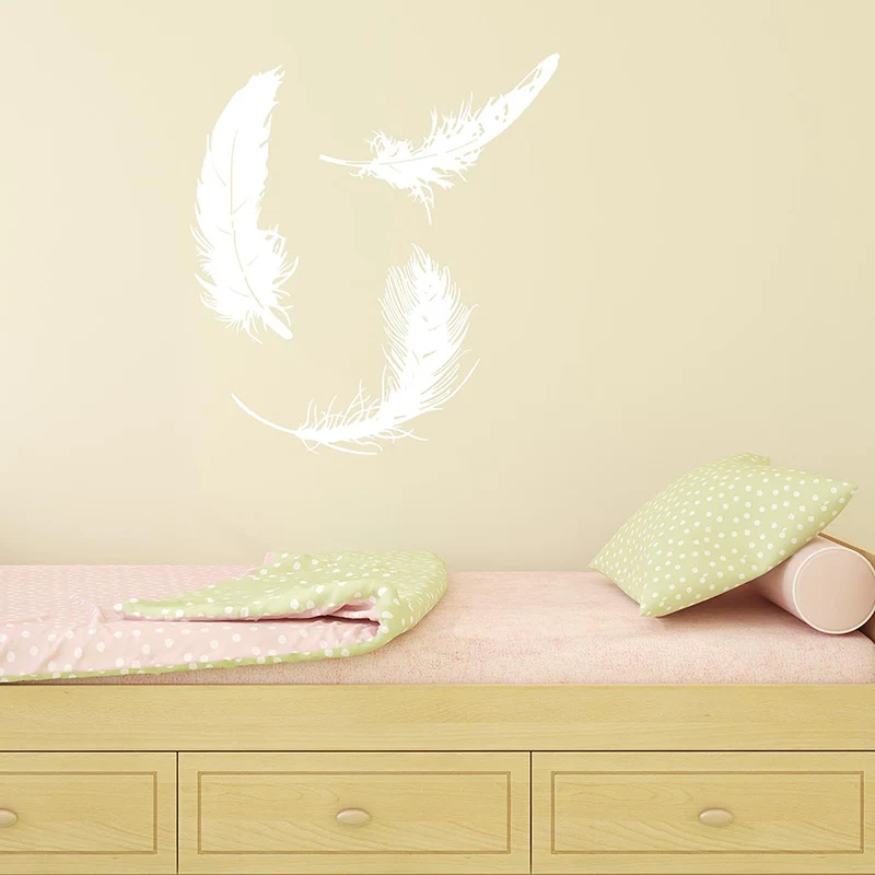 Высокий Классический настенный стикер с перьями для украшения стен