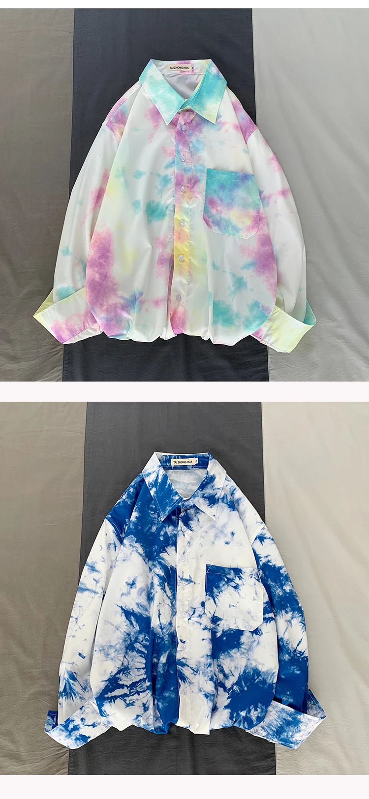 Camo рубашка Мужская модная повседневная рубашка с принтом Tie-dye Мужская Уличная Свободная рубашка с длинными рукавами Мужская s M-2XL
