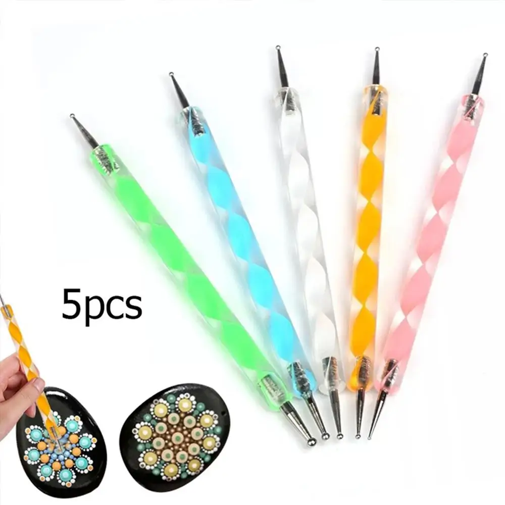 

5pcs Stainless Steel Dual-Ended Nail Art Tool Dot Painting Tools Mandala Dotting Tools Flexible Pottery Acrylic Rods Engraving