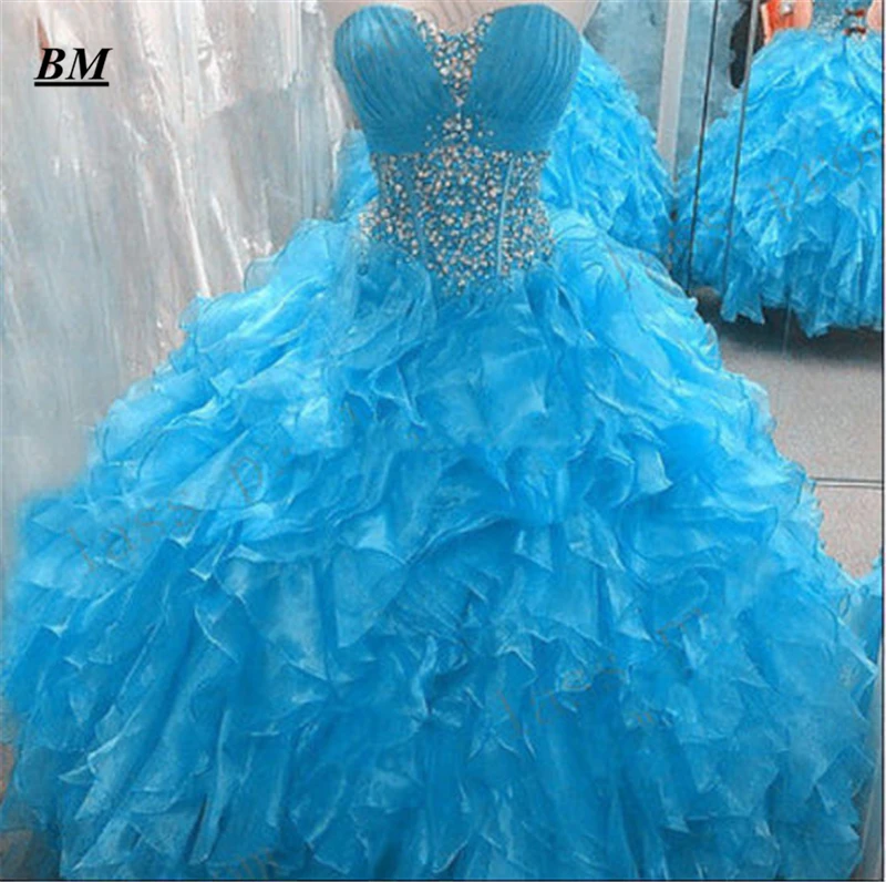 

New Blue Quinceanera Dress 2019 Sweetheart Ball Gown Sweet 16 Dress Beading Prom Party Gown Debutante Vestido De 15 Anos BM182