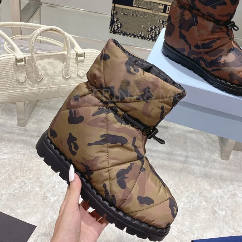 

Luxury Brand Winter Thick Sole Snow Boots Women Ankle Boots Flat Round Toe Leisure Down Shoes Comfortable All Match Short Boots