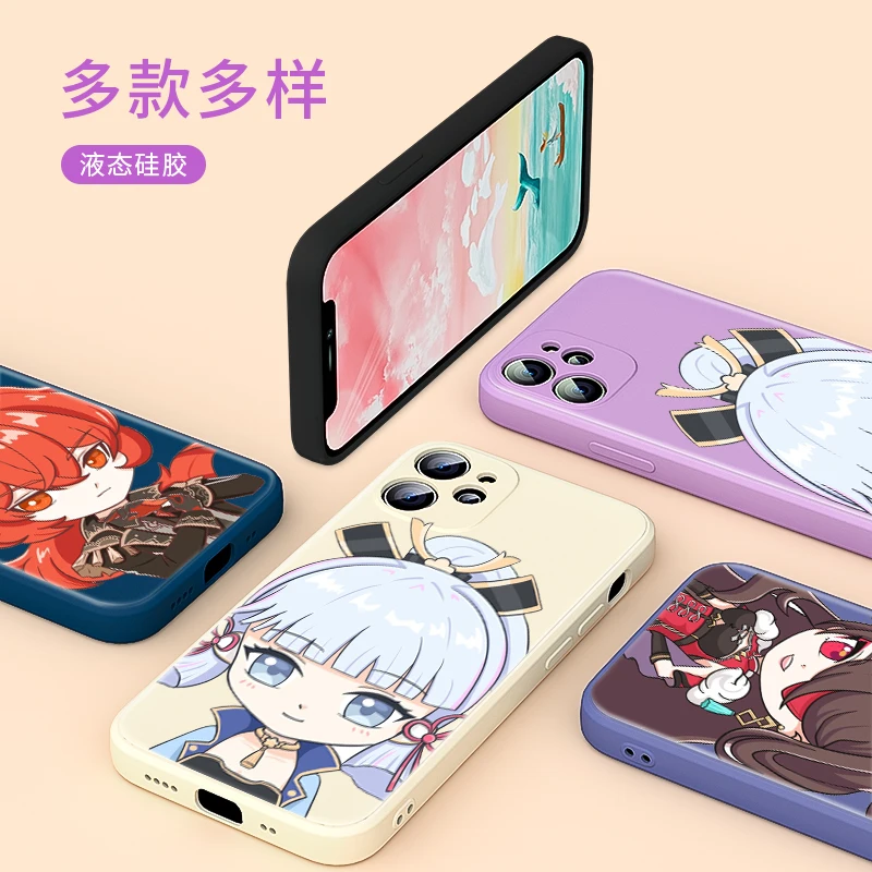 

Cute Genshin impact Anime For Apple IPhone 13 12 Mini 11 Pro XS MAX XR X 8 7 6S SE Plus Liquid Silicone Soft Cover Phone Case