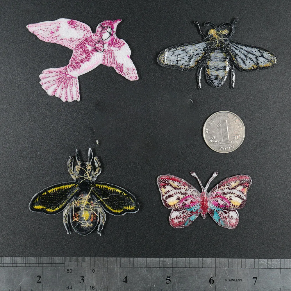 Горячая Распродажа насекомых с аппликацией и вышивкой платье приклеивающиеся