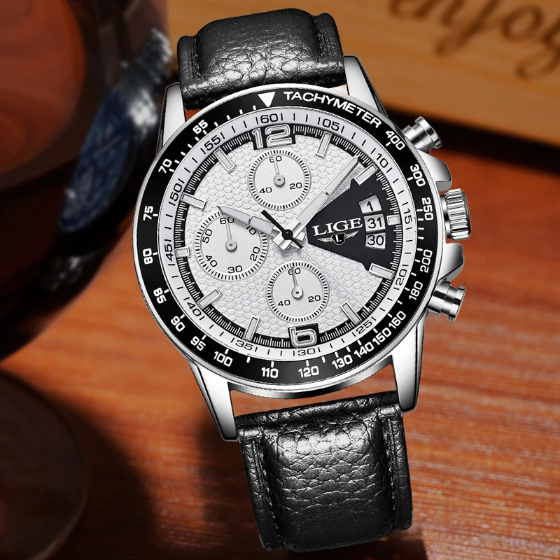LIGE 2019 мужские часы от ведущего бренда роскошные военные спортивные кожаные