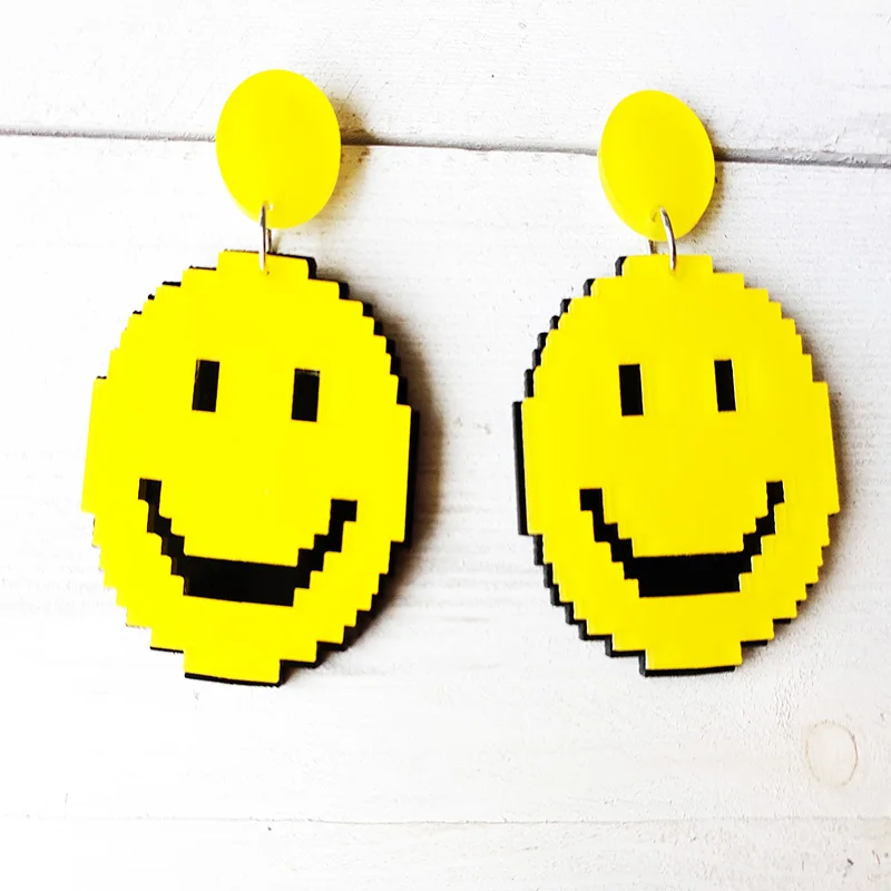Акриловые серьги в стиле панк для девочек с клубничным фруктовым смайликом