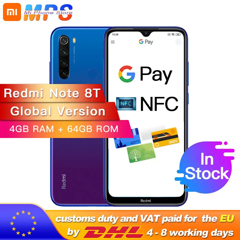 Глобальная версия Xiaomi Redmi Note 8 4 Гб 64 nfc Snapdragon 665 Octa четыре ядра смартфон с функцией