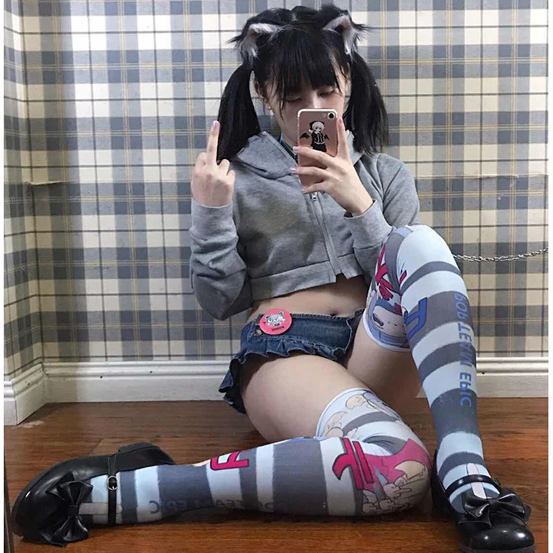 

Lolita Girls Gothic Style Sexy Velvet Knee Stockings The Seven Deadly Sins Serpent's Sin of Envy Cosplay Costume Over Knee Socks