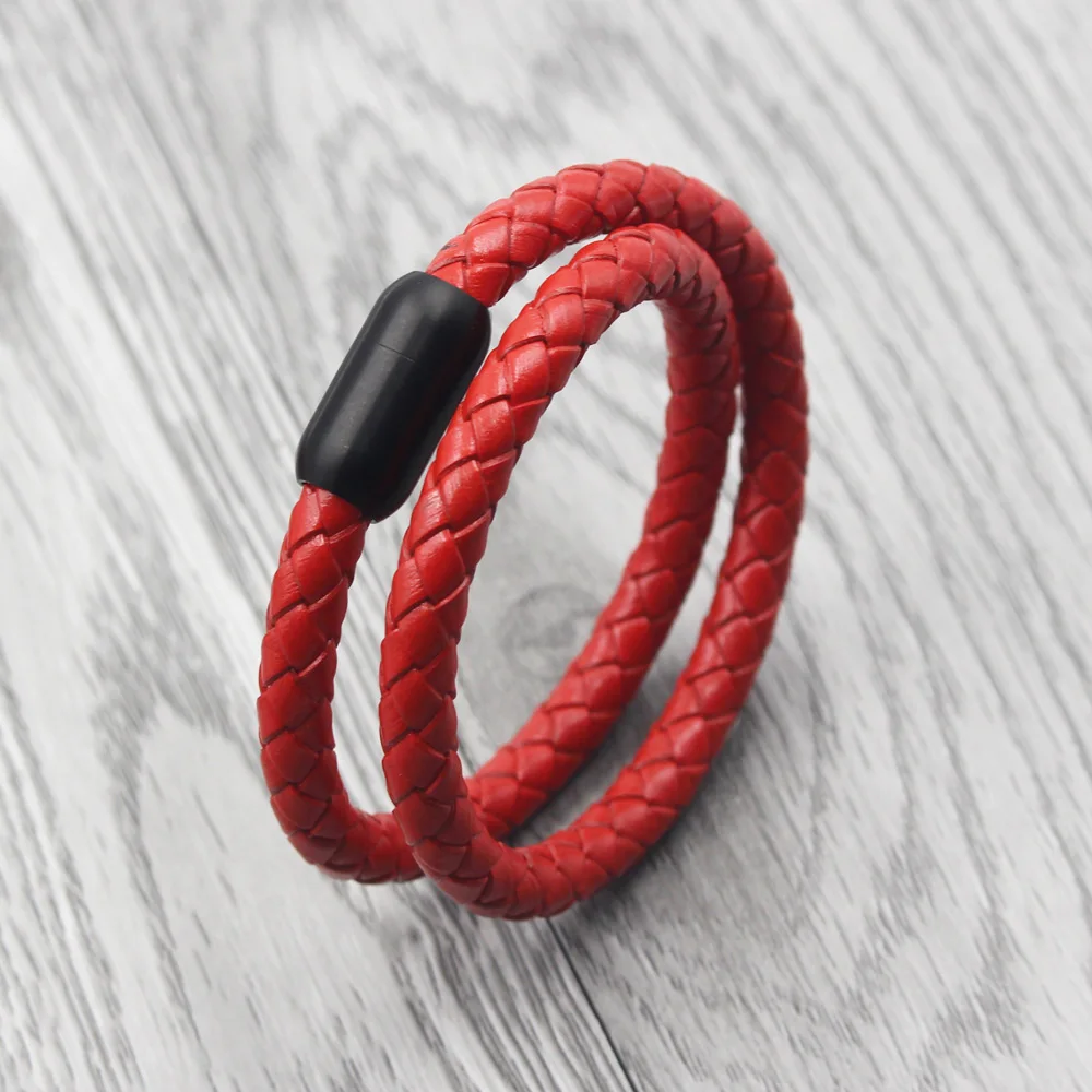 Браслет FIREBROS из натуральной кожи с двухслойной оплеткой Серебристый браслет