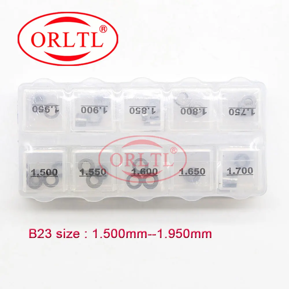 

ORLTL B23 шайба, размер 1,50-1,95 мм, 50 шт., ремонтные прокладки для форсунок Common Rail, комплект регулировочных прокладок для Denso