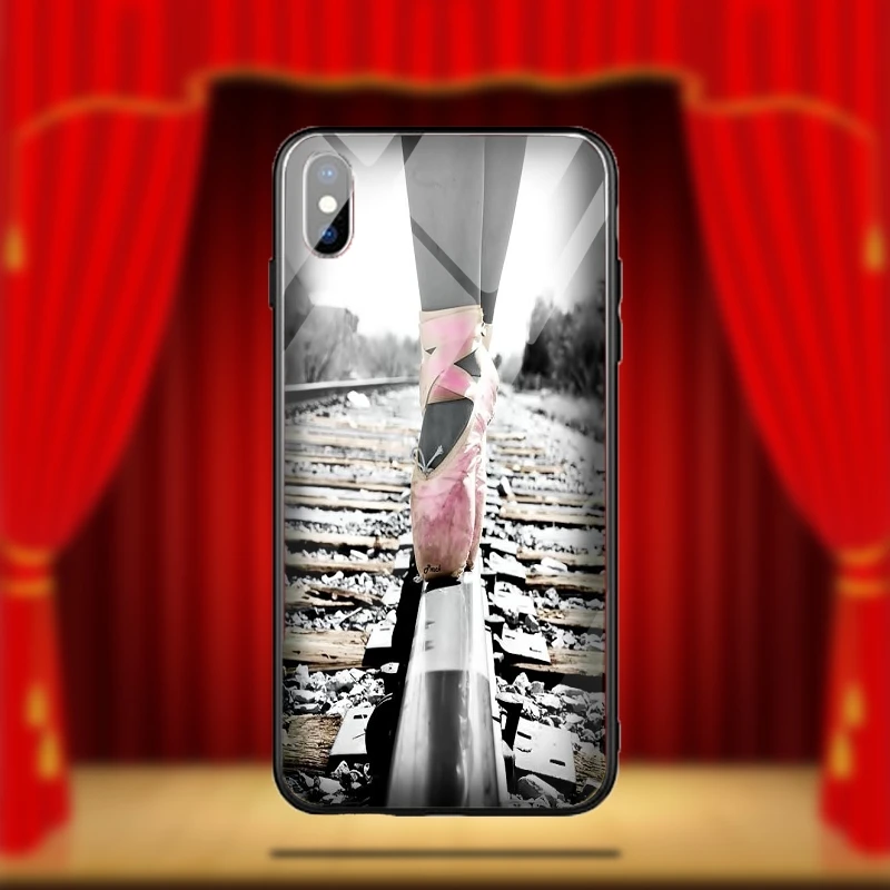 Розовые балетки для танцев iPhone X XR XS 11 Pro Max 8 7 6S 6 Plus чехлы из закаленного стекла