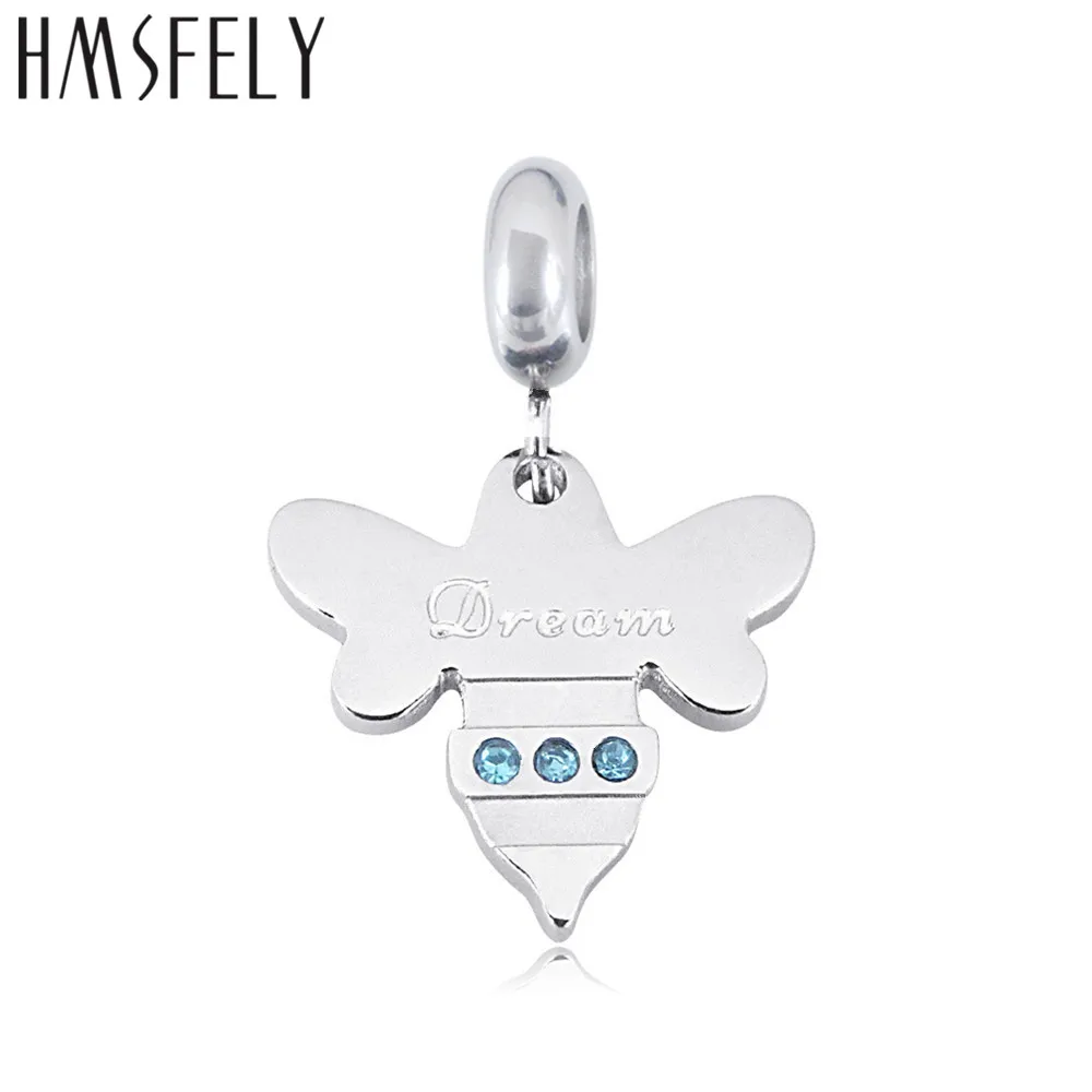 HMSFELY модные титановая сталь Кристаллы пчела Подвеска для браслетов или бус