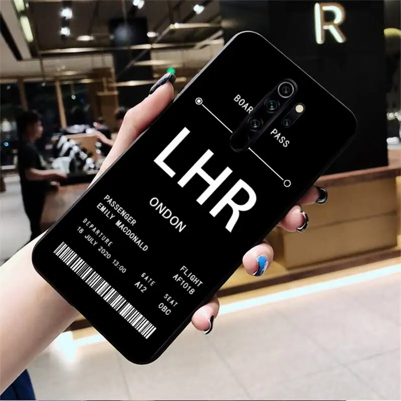 

Personalised Plane Ticket Coque Shell Phone Case for Redmi Note 8 8A 8T 7 6 6A 5 5A 4 4X 4A Go Pro