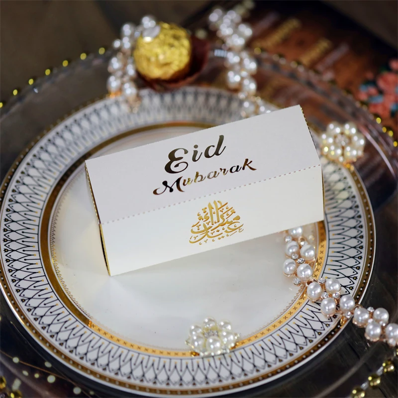 

10pcs Eid Mubarak Box Candy Box Ramadan Kareem Favor Gift Boxes DIY Islamic Muslim Festival Happy Al-Fitr Eid Party Decoration