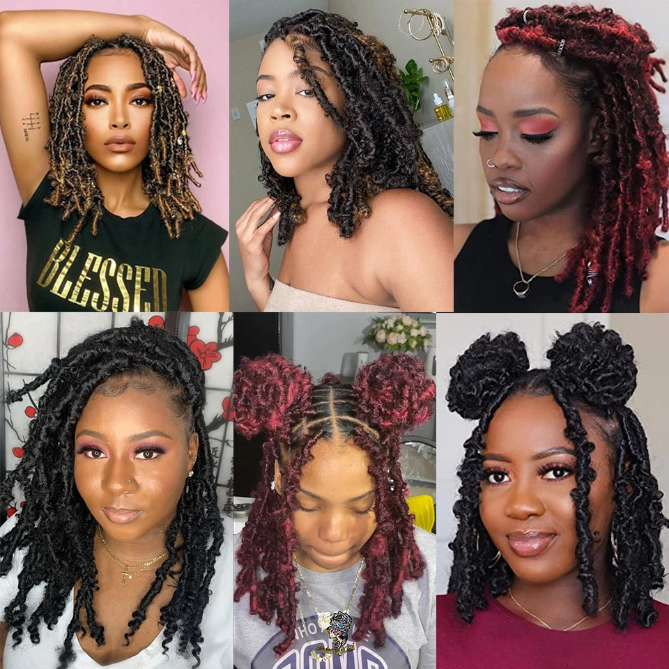 Butterfly Hair 3Pcs 6 Pcs/Lot Butterfly Locs Crochet Hair Goddess Synthetic Faux Locs Passion Twist Braided Hair Extensions images - 6