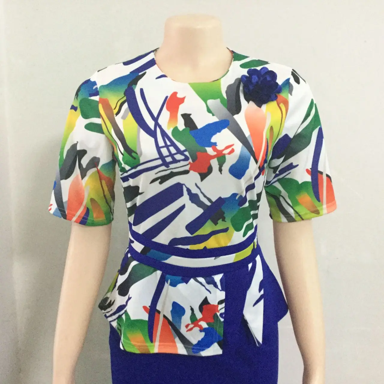 Women Plus Size Maxi Long Floor Length Office Dress Lady Half Sleeve Floral Print Fake 2 Piece Set Elegant Casual Party Dresses | Женская