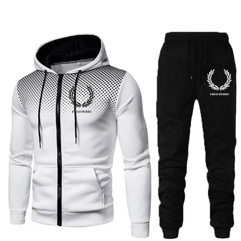 

2021 Men New Spring And Autumn Fashion 2 Piece Set For Men's Hooded Sportswear Zipper +Sports Trousers Sportswear Ropa Hombre