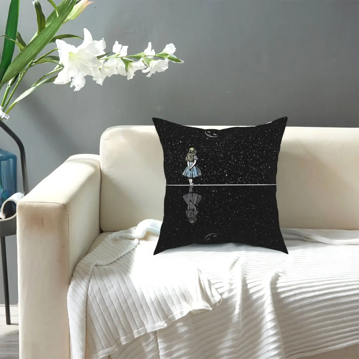

Alice In Wonderland Starry Night Square Pillow Case Throw Pillow Funny Pillowcase