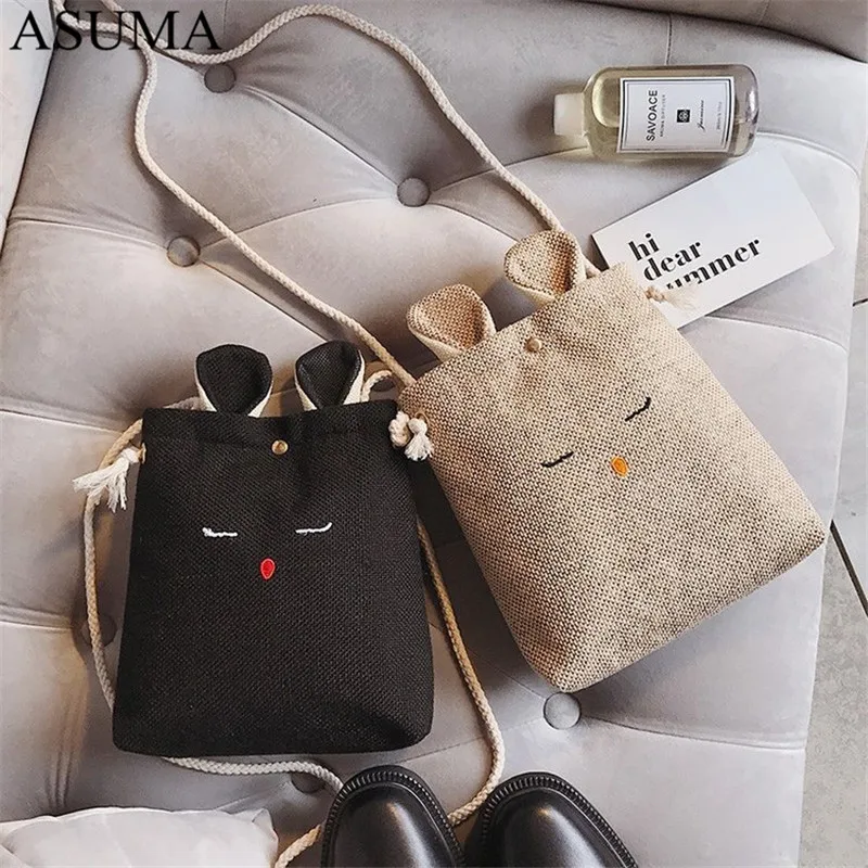 Женские сумки с кроликом маленькая льняная женская сумка через плечо винтажная