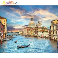 sdoyuno painting by numbers water city italy for adults diy view landscape modern wall art canvas coloring by numbers home decor