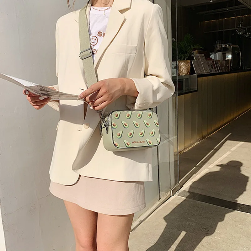 Сумка мессенджер с фруктовым принтом маленькая сумочка на плечо в форме коробки