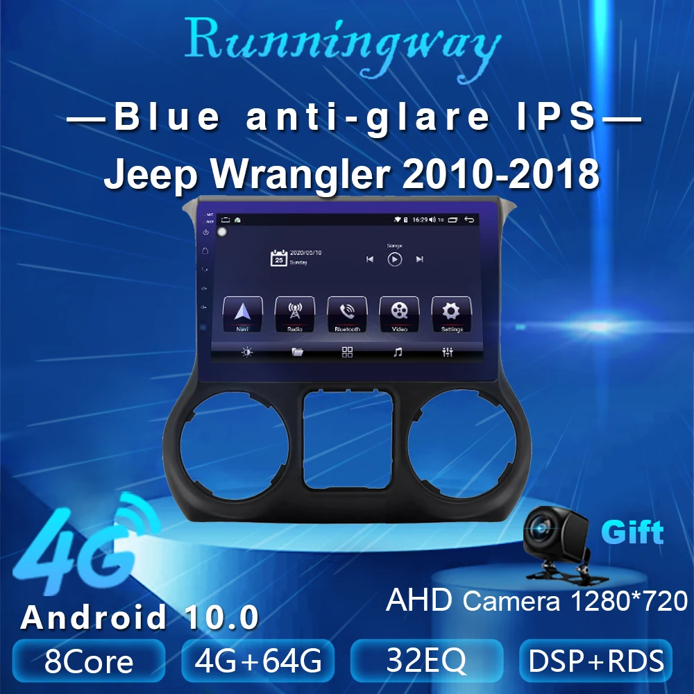 Runningway Android 10 0 5G автомобильный DVD плеер для Jeep Wrangler JK 2010 2018 4G + 64G автомобильное радио