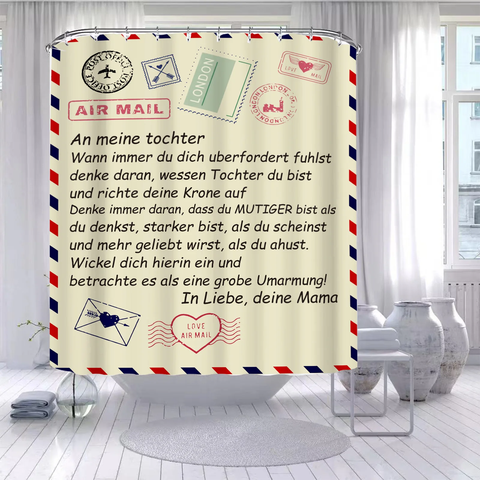 

Занавеска для душа с надписью для сына моей дочери, водонепроницаемое украшение для ванной из полиэстера, украшение для дома