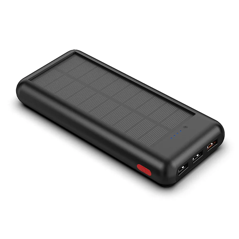Черный Qi power Bank, Солнечный водонепроницаемый внешний аккумулятор, внешний аккумулятор, 4 USB выхода, 12в1. 5A, быстрое зарядное устройство, технология повербанка, Прямая поставка - Цвет: Черный