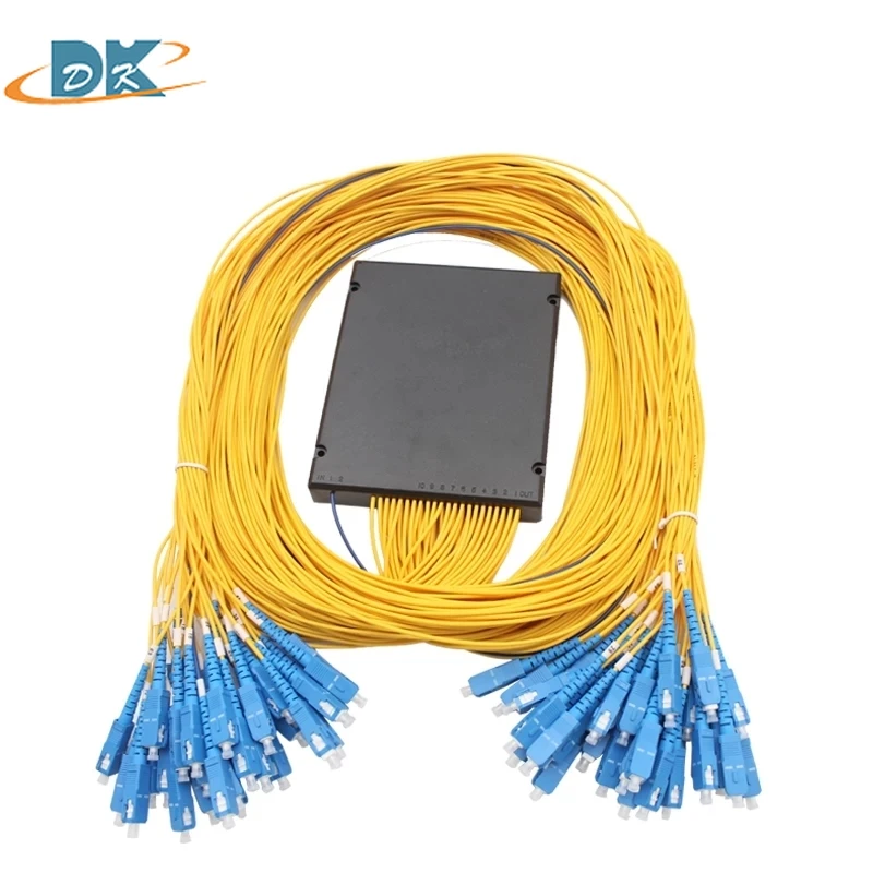 

1X64 SC UPC PLC splitter ABS box SC/UPC APC 1M 1.5M 2.0mm 3.0mm yellow cable 1*64 ftth coupler Cassette fiber optic patch cord