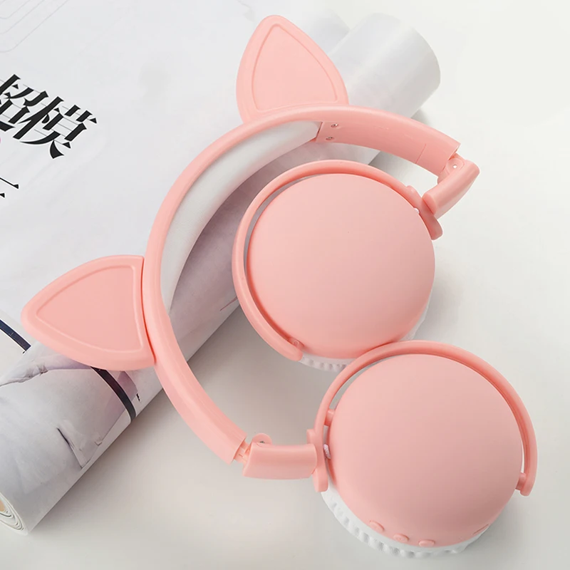 Беспроводные наушники с Bluetooth складные кошачьими ушками игровые для ноутбука