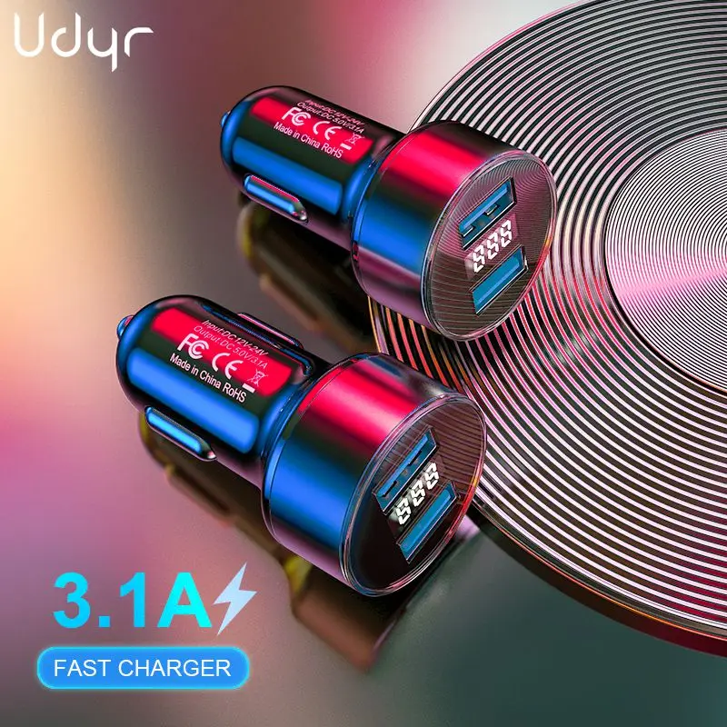 Автомобильное зарядное устройство Udyr 3 1 А два USB со светодиодным дисплеем