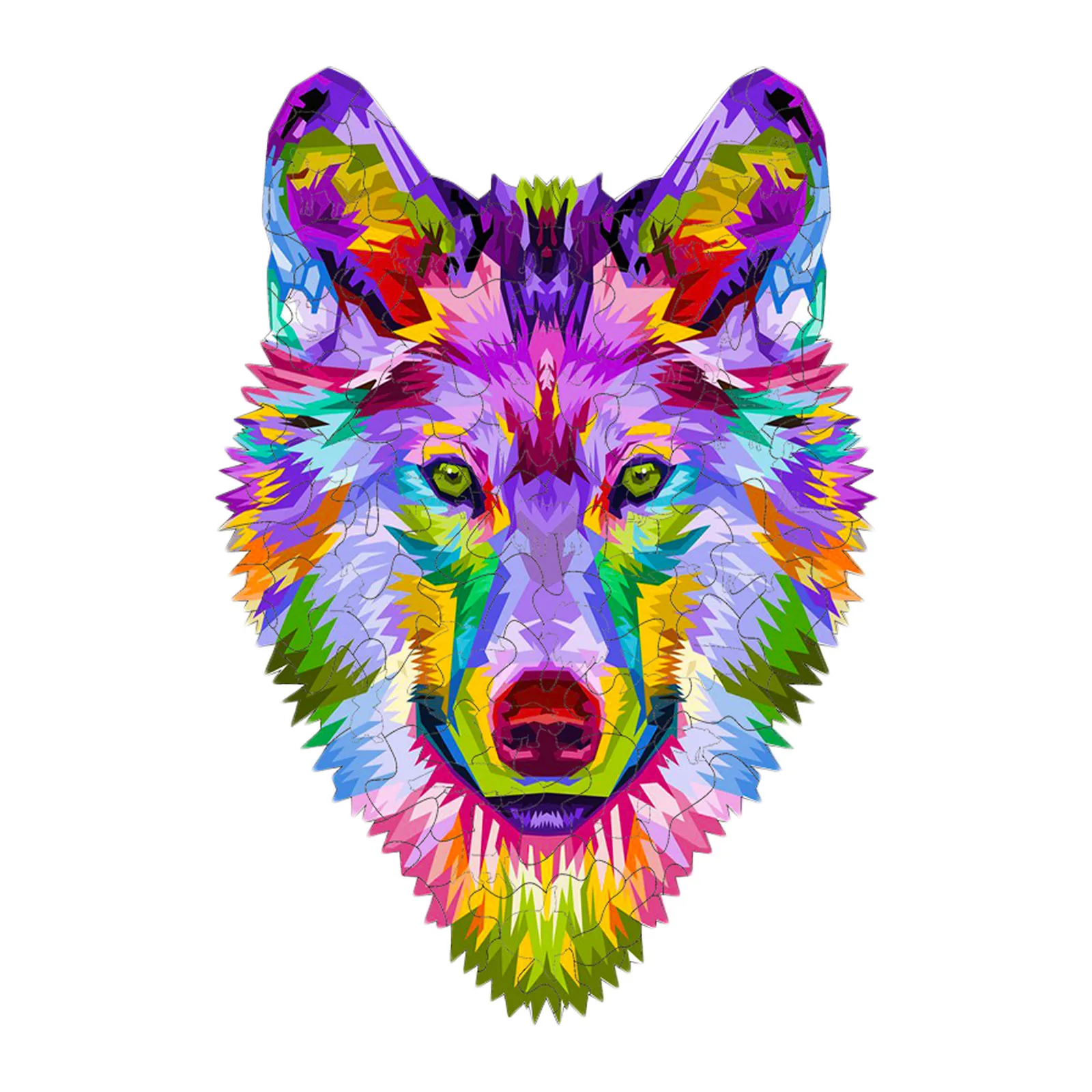 

Wooden Jigsaw Puzzles Colourful 3d Wolf Shape Animal Puzzle Gift For Adults And Kids Educational Interactive Games Toy Gift#lr2