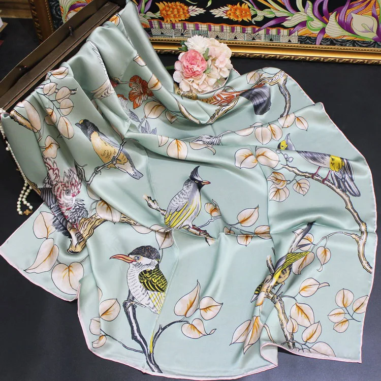 

KMS Tree Branch birds mulberry-silk scarf red shawl big square scarf autumn and winter all-match 106*106cm/65g