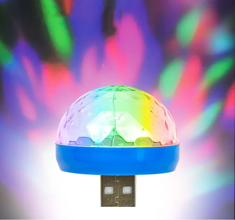 

RGB миниатюрный светодиодный светильник, автомобильная USB проекционная лампа, музыка, диско-шар, телефон, сценическое освещение, атмосферная ...