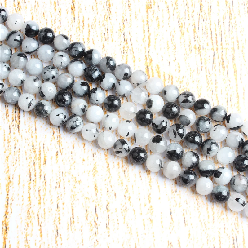 

4 6 8 10 12 mm Black Crystal Beads Natural Stones Round Loose Beads For Jewelry Making Bracelet Necklace Diy