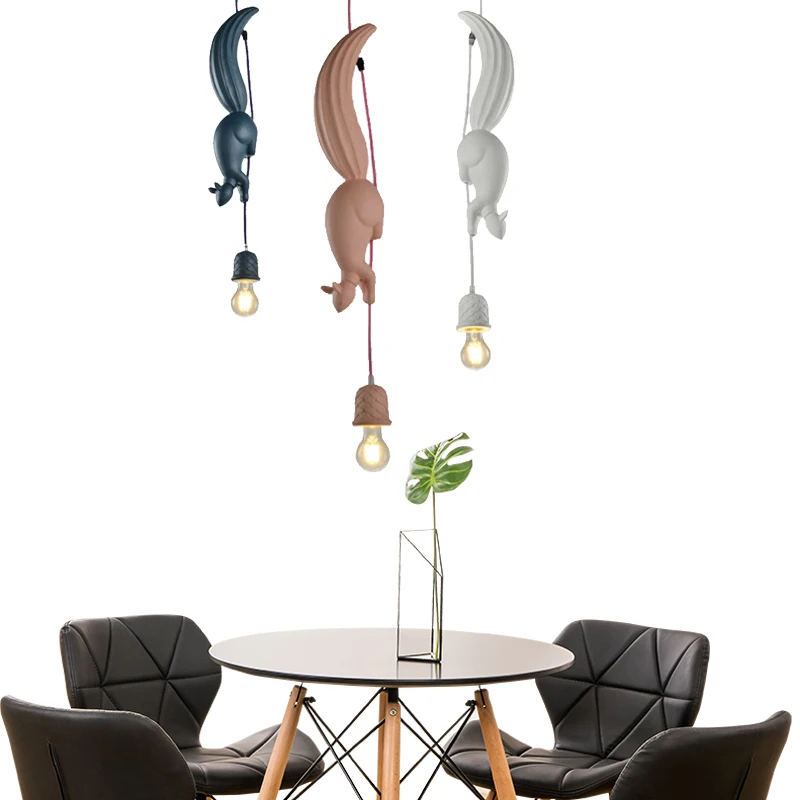 Squirrel Pendant Light Resin Animal Hanging Lamp for Children's Room Kindergarten Restaurant Bedroom Bar Gift Decoration | Освещение